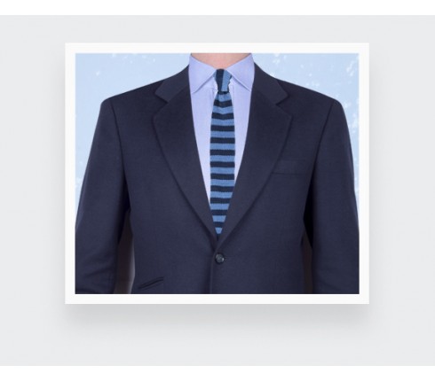 Navy Blue Striped Knitted Tie - Silk - Cinabre Paris