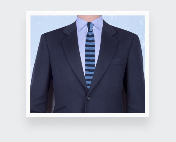 Navy Blue Striped Knitted Tie - Silk - Cinabre Paris