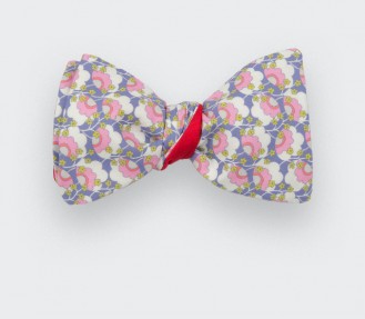 Pink flower bow tie - cotton