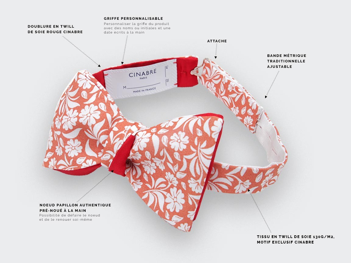 Orange Surf Flower Bow Tie - Cinabre Paris