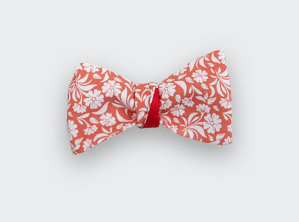 Noeud Papillon Fleuri Surf Orange - Cinabre Paris