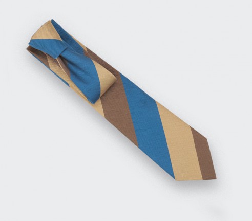 Beige Brown Blue Striped Tie - Silk - Cinabre Paris