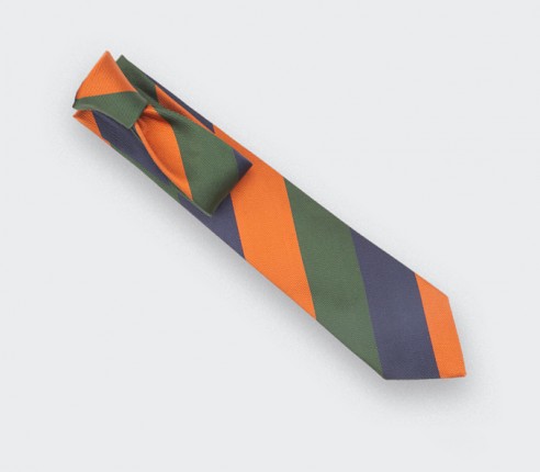 Navy Orange Green Striped Tie - Silk - Cinabre Paris