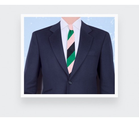 Green Pink Navy Striped Tie - Silk - Cinabre Paris