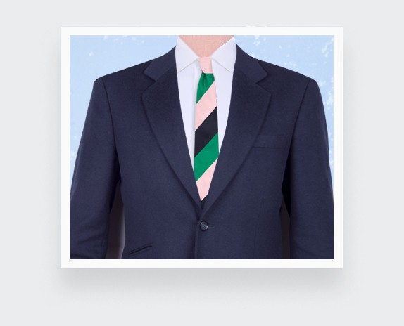 Green Pink Navy Striped Tie - Silk - Cinabre Paris