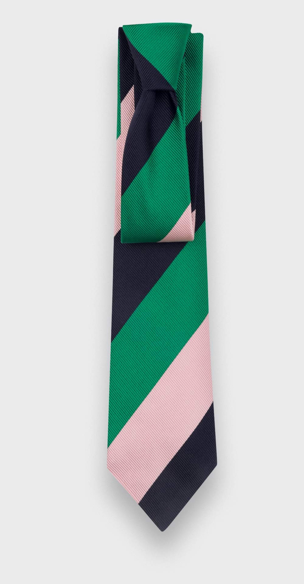 Green Pink Navy Striped Tie - Silk - Cinabre Paris