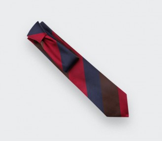 Chocolate Red Navy Striped Tie - Silk - Cinabre Paris