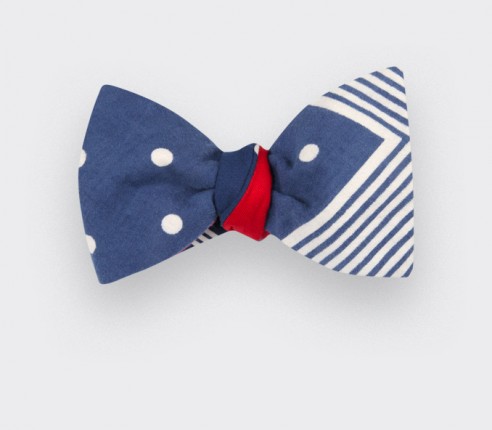 Navy Blue Bandana Bow Tie - Cinabre Paris