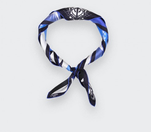 Bandana Soie Les Marquises Tikiti Bleu - Cinabre Paris