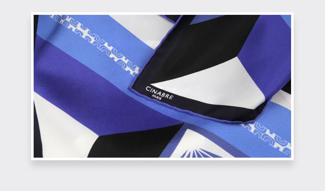 Blue Les Marquises Tikiti silk Bandana - Cinabre Paris