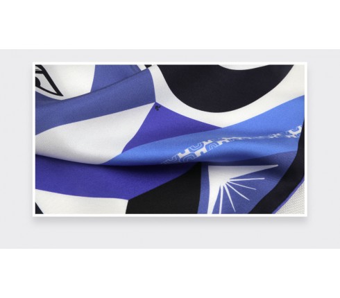 Blue Les Marquises Tikiti silk Bandana - Cinabre Paris