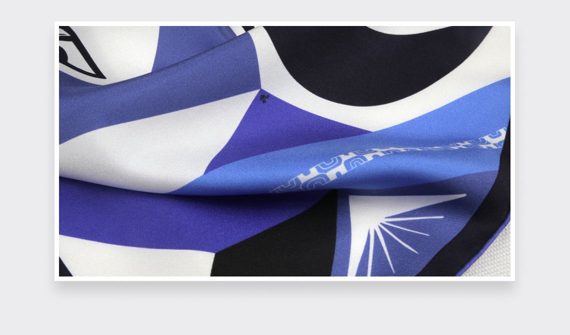 Blue Les Marquises Tikiti silk Bandana - Cinabre Paris