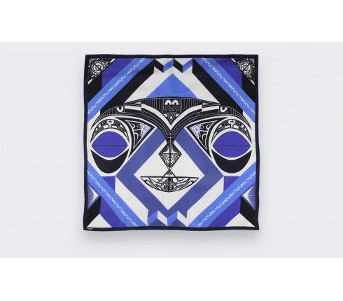 Blue Les Marquises Tikiti silk Bandana - Cinabre Paris