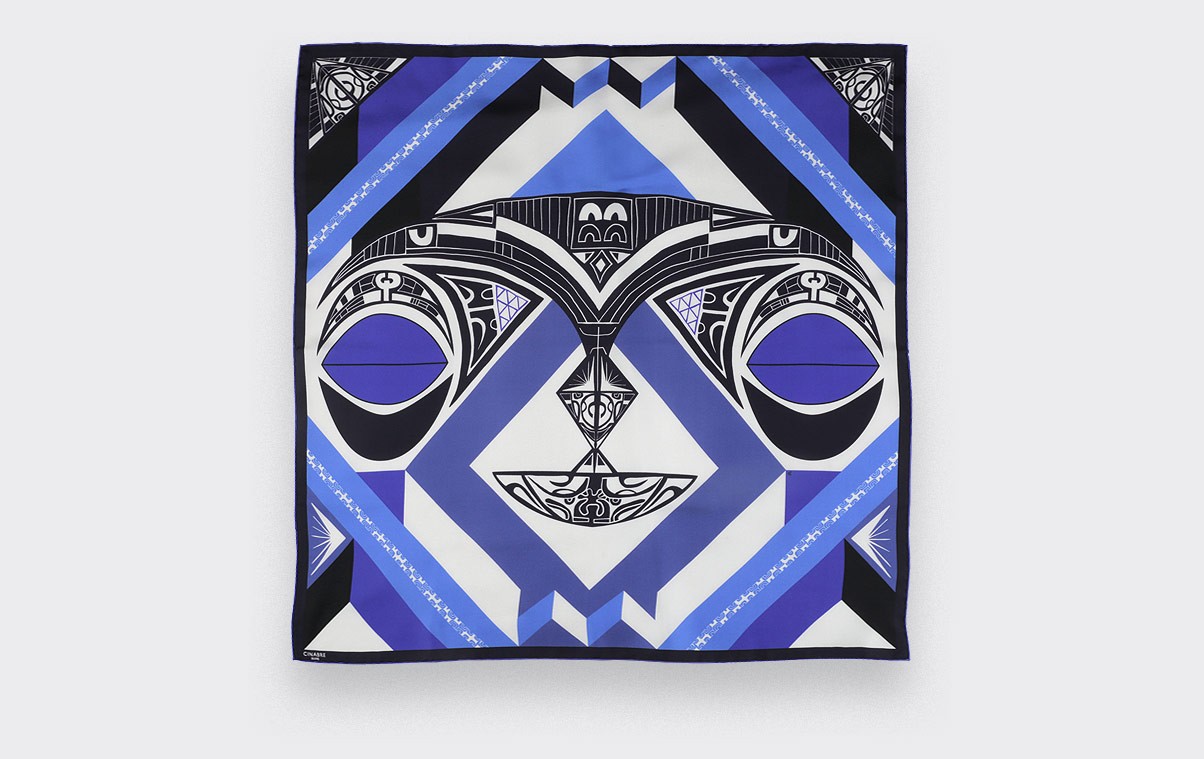 Blue Les Marquises Tikiti silk Bandana - Cinabre Paris