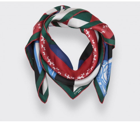 Red Les Marquises Tikiti silk Bandana - Cinabre Paris