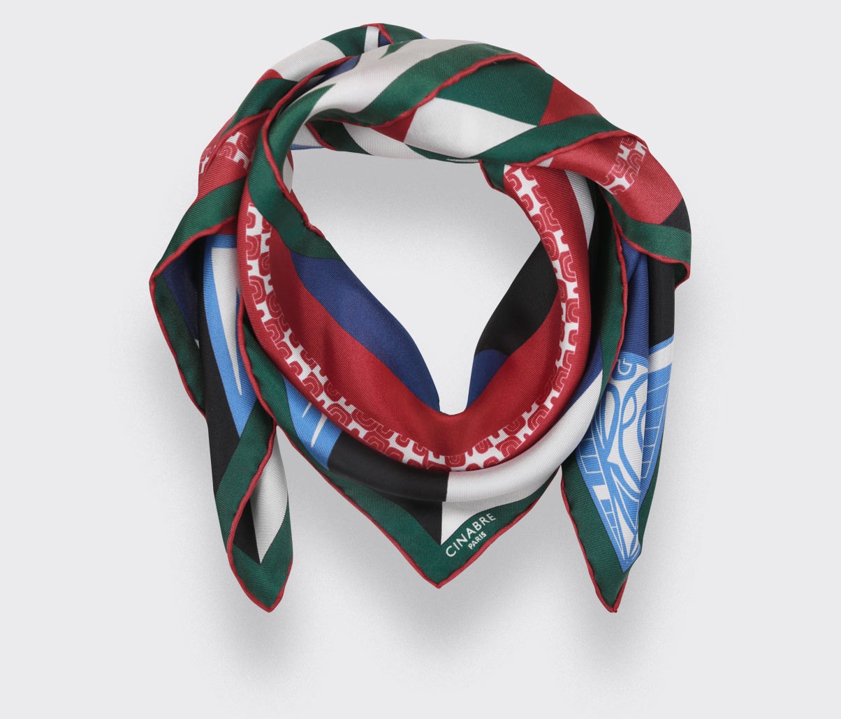 Red Les Marquises Tikiti silk Bandana - Cinabre Paris