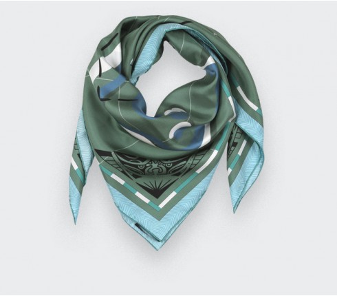 Green Marquises Aller Simple silk scarf 90 - Cinabre Paris