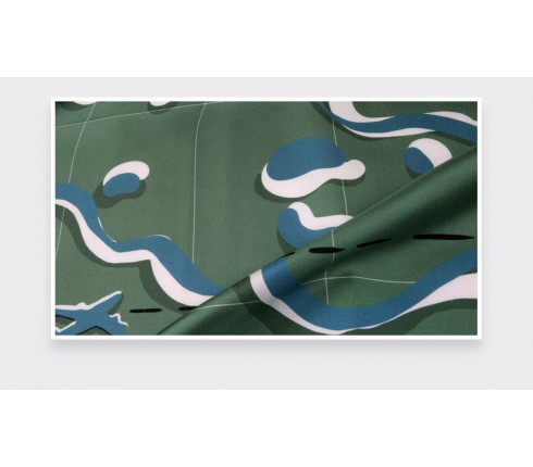 Green Marquises Aller Simple silk scarf 90 - Cinabre Paris