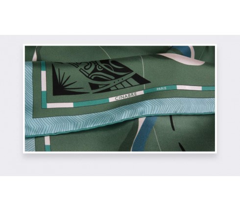 Green Marquises Aller Simple silk scarf 90 - Cinabre Paris