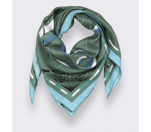 Green Marquises Aller Simple silk scarf 90 - Cinabre Paris