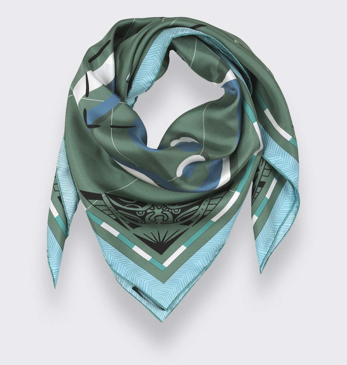 Green Marquises Aller Simple silk scarf 90 - Cinabre Paris