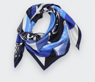 Blue Marquise Tiki silk scarf 90 - Cinabre Paris