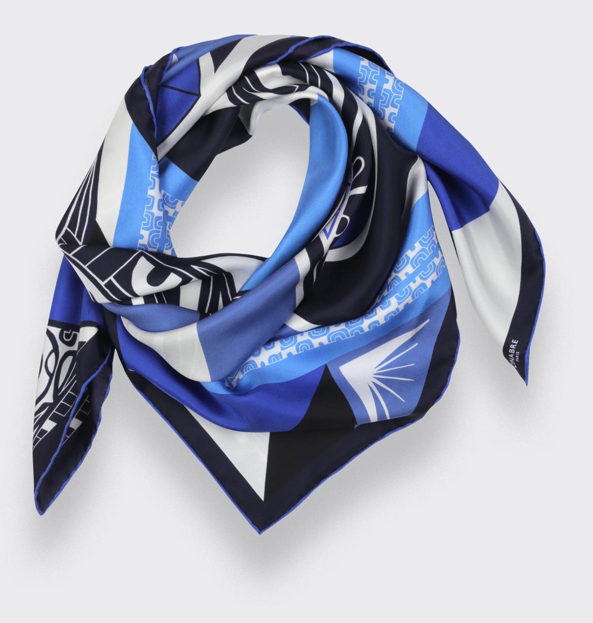 Blue Les Marquises Tikiti silk scarf 90 - Cinabre Paris