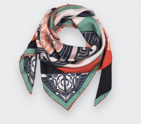 Green Les Marquises Tikiti silk scarf 90 - Cinabre paris