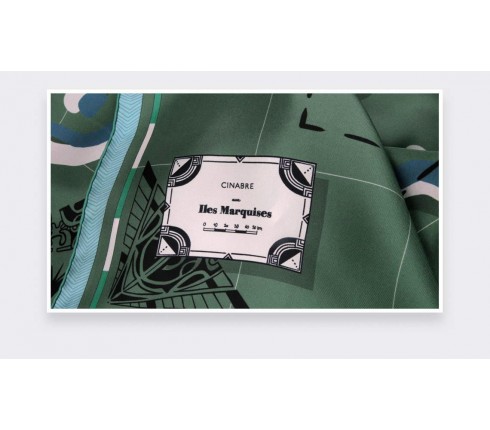 Green Marquises Aller Simple silk scarf 90 - Cinabre Paris