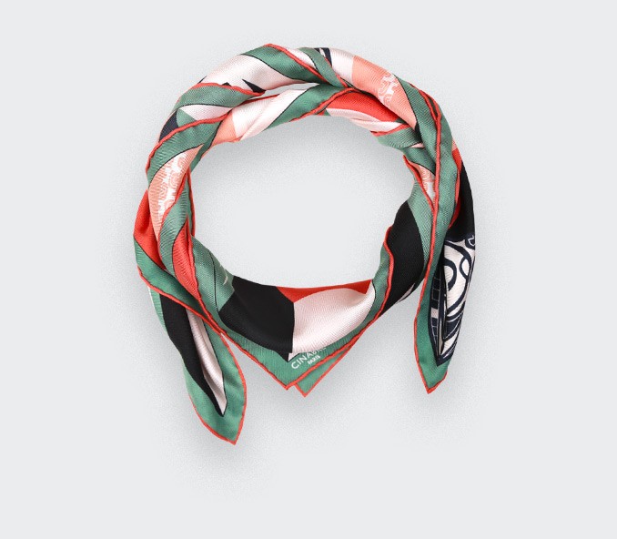 Green Les Marquises Tikiti silk Bandana - Cinabre paris