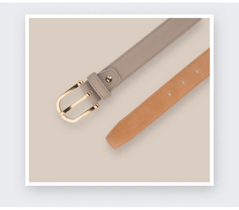 Beige Leather Belt - Bull calf leather - Cinabre Paris