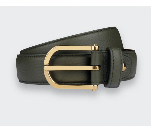 Ceinture Cuir Kaki - Cuir de taurillon - Cinabre Paris