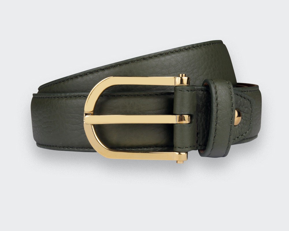 Ceinture Cuir Kaki - Cuir de taurillon - Cinabre Paris