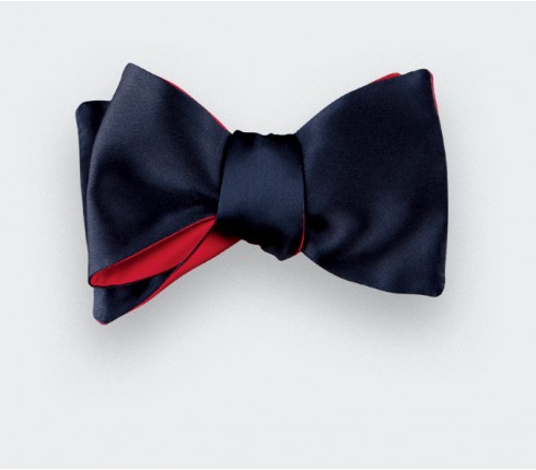 Midnight blue silk satin bow tie - Cinabre Paris