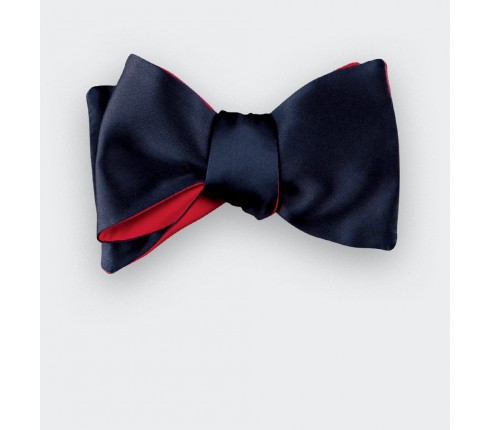 Midnight blue silk satin bow tie - Cinabre Paris