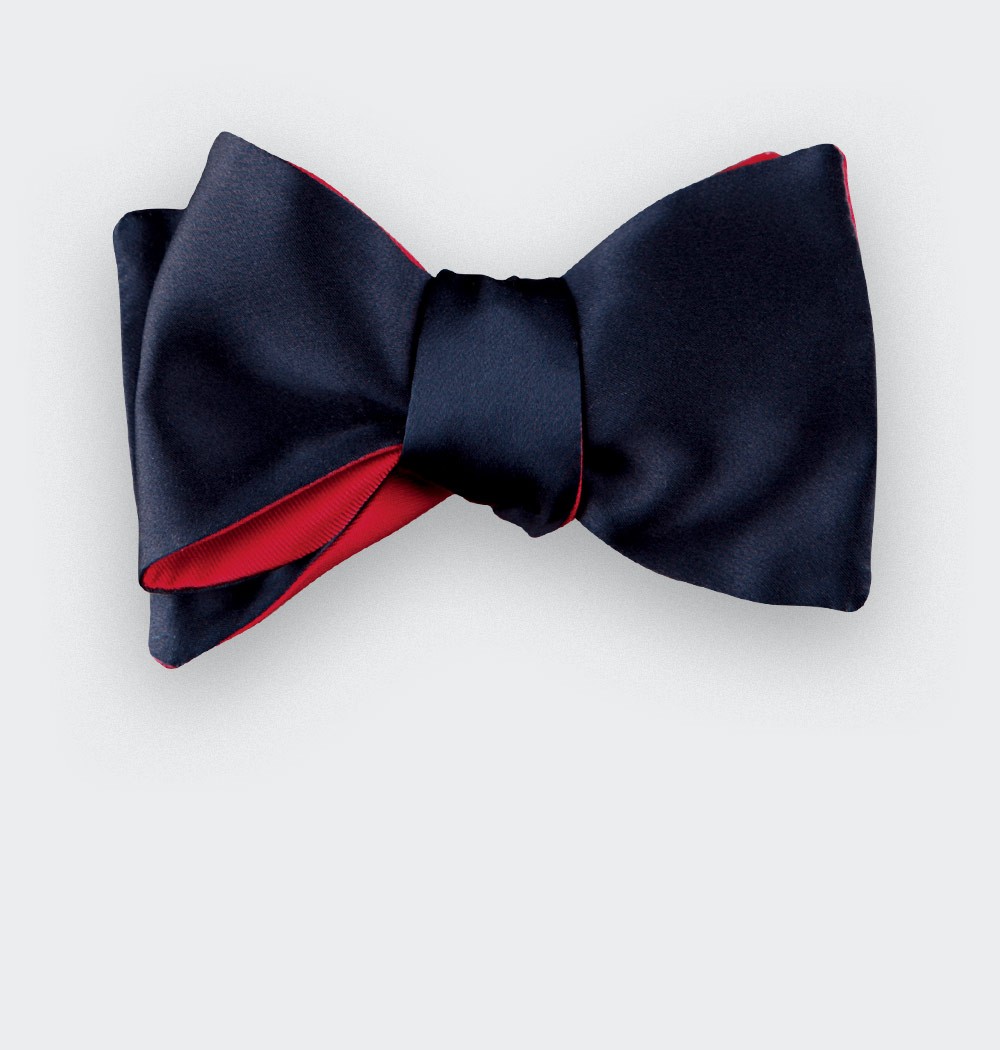 Midnight blue silk satin bow tie - Cinabre Paris