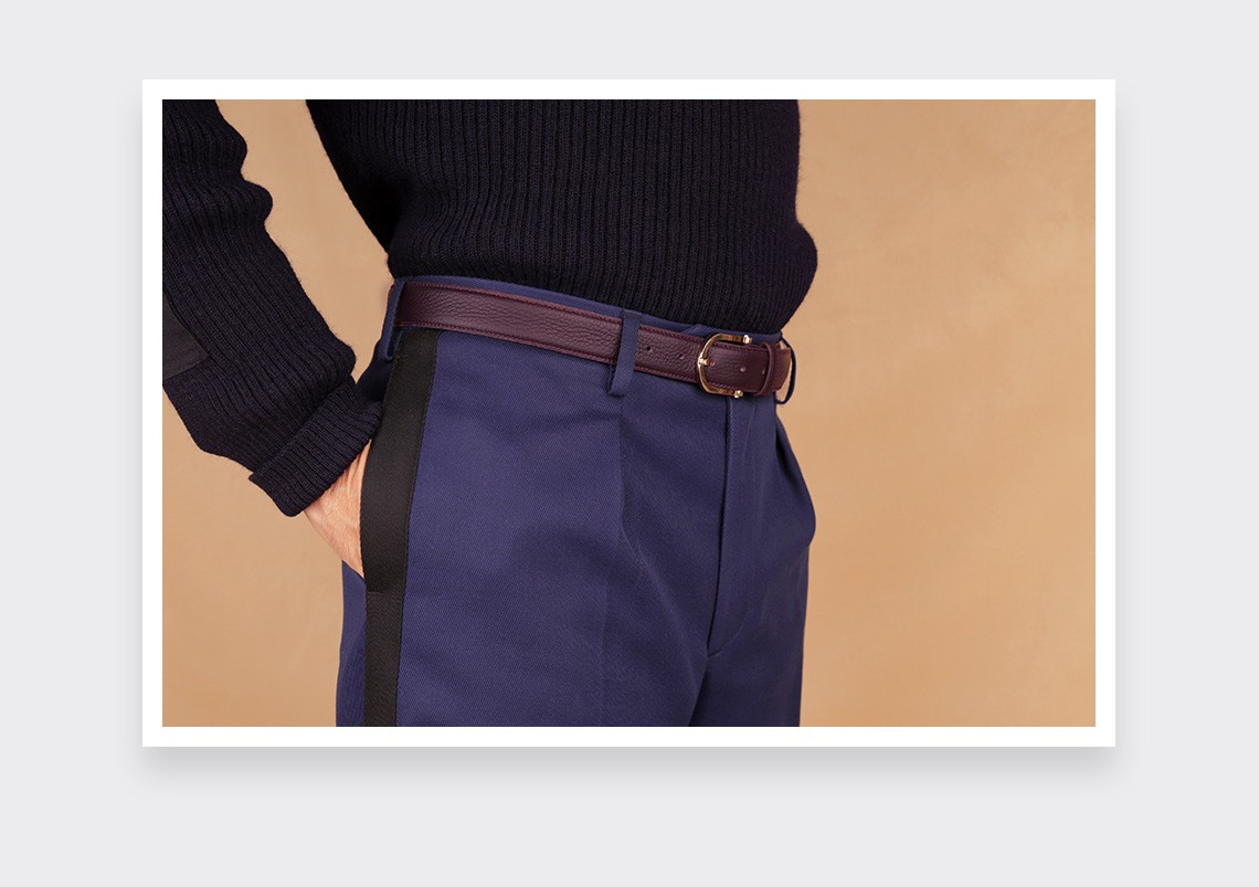 Plum Leather Belt - Bull calf leather - Cinabre Paris