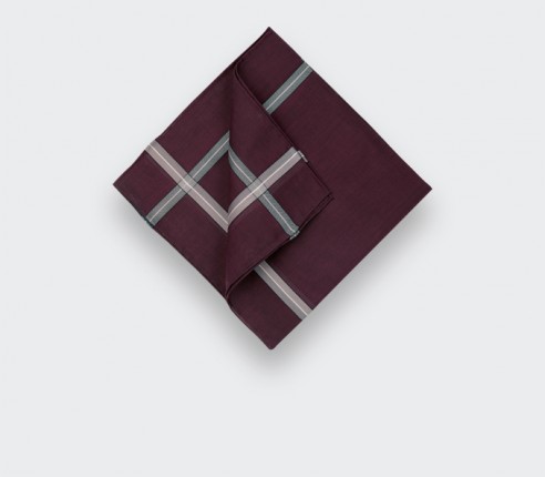 Burgundy Herringbone Pocket Square - Cinabre Paris