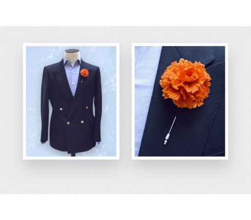 Boutonnière pour costume - Soie Orange - Cinabre Paris