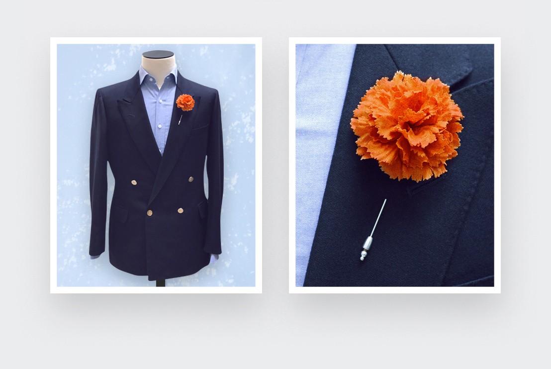 Boutonnière pour costume - Soie Orange - Cinabre Paris