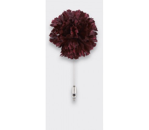 Burgundy Silk Flower Lapel Pin - Cinabre Paris