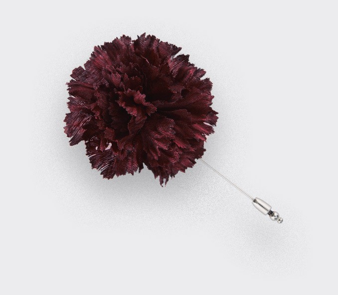 Burgundy Silk Flower Lapel Pin - Cinabre Paris