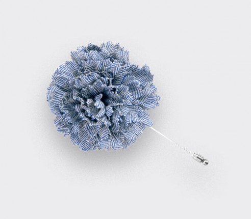 Sky blue Herringbone Flower Lapel Pin - Cinabre Paris