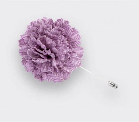 Mauve Herringbone Flower Lapel Pin - Cinabre Paris