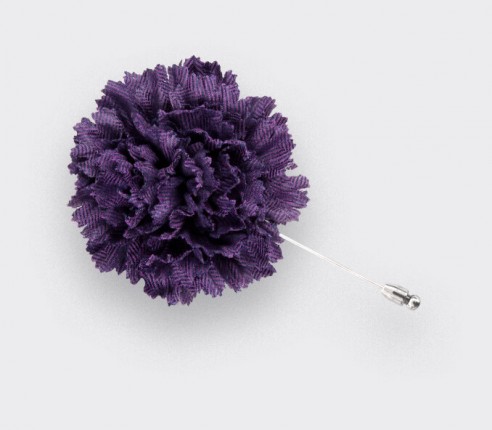 Plum Herringbone Flower Lapel Pin - Cinabre Paris