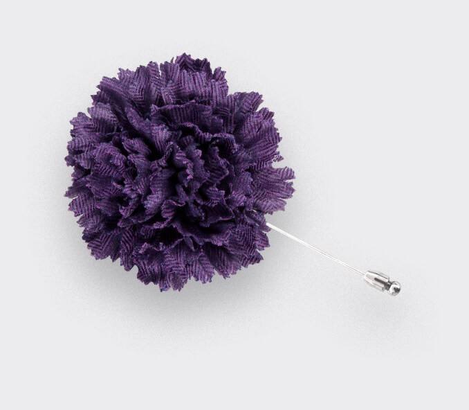 Plum Herringbone Flower Lapel Pin - Cinabre Paris