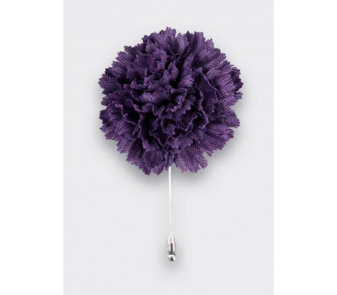 Plum Herringbone Flower Lapel Pin - Cinabre Paris