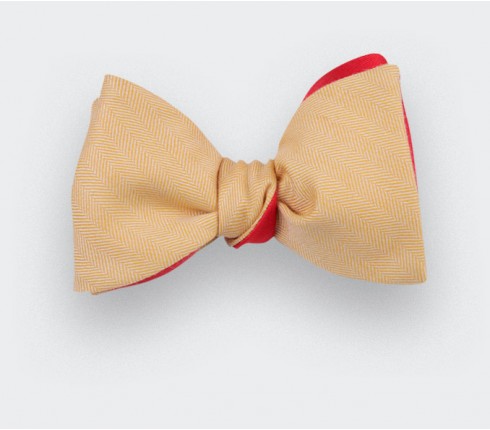 Yellow Herringbone Bow Tie - Cinabre Paris