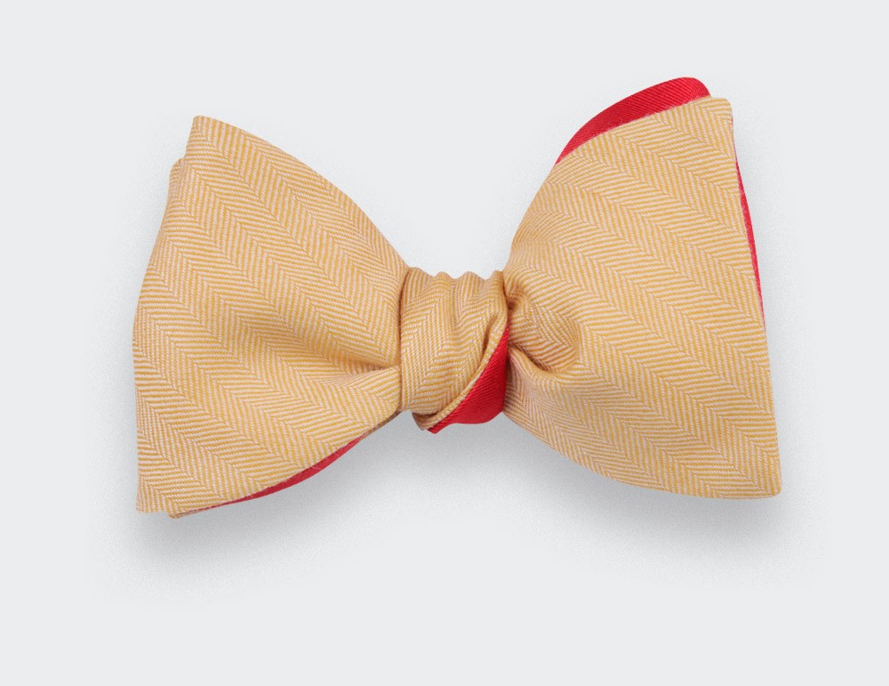 Yellow Herringbone Bow Tie - Cinabre Paris