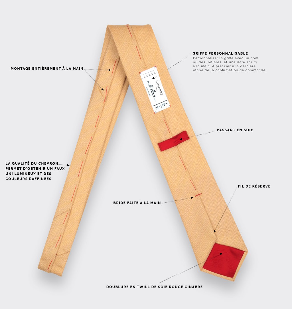 Yellow Herringbone Tie - cinabre Paris